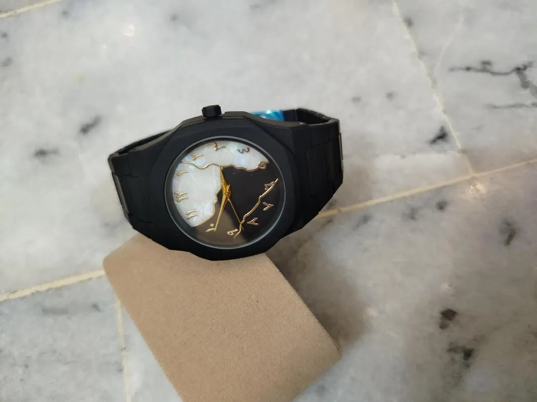 Aura Marble Dial Unisex Watch Black Strap