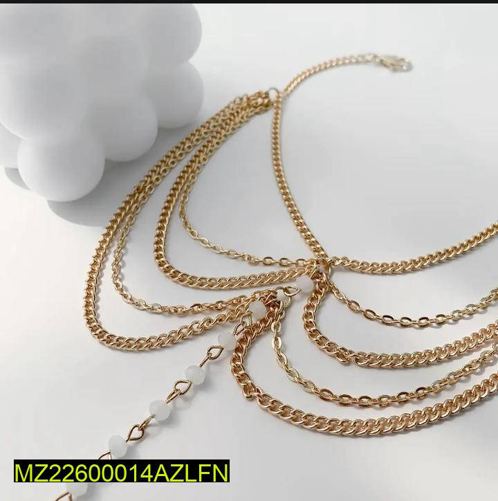 Golden Layered Chain Anklet for Women Party Eid
